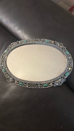 Vintage Oval Vanity Mirror Tray