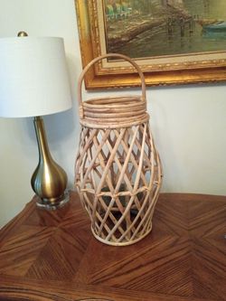 Rattan Wicker Candle Lantern with Handle