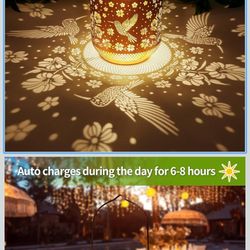 Solar Metal Lantern with Bird Design