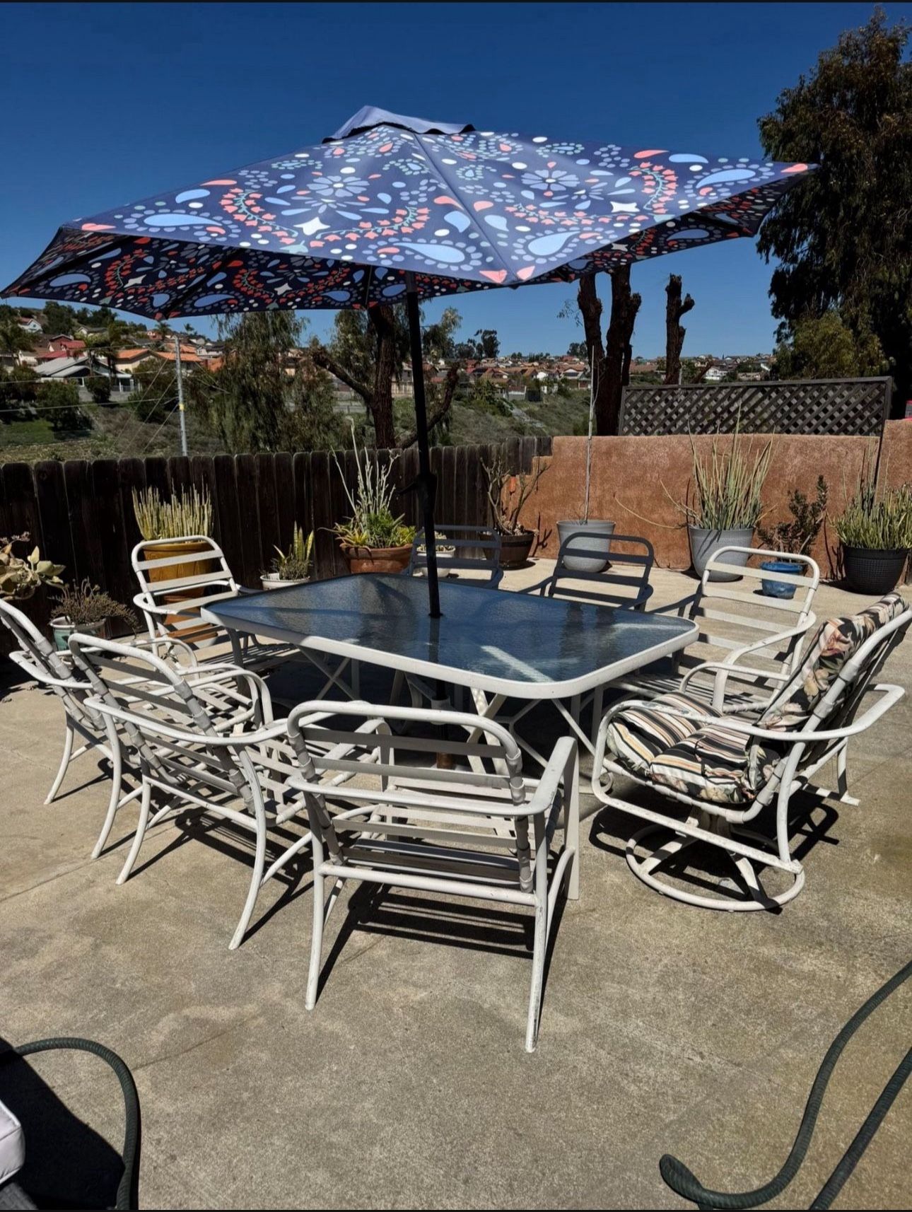 Patio Furniture, Table And 8 Chairs