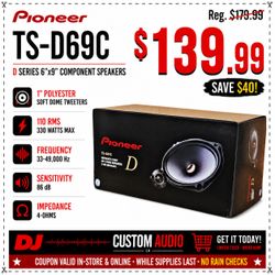 Pioneer D Series Car Speakers 1 Set 6x9 Inch Component Speaker System 330 Watt TS-D69C 🚨 Payment Options Available 🚨 No Credit Needed