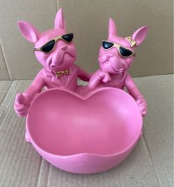 Pink French Bulldog Couple Catchall Bowl