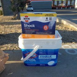 Clorox Pool Chlorine Tablets (25lbs) & HTH Pool Shock 6 (1lbs Bags)