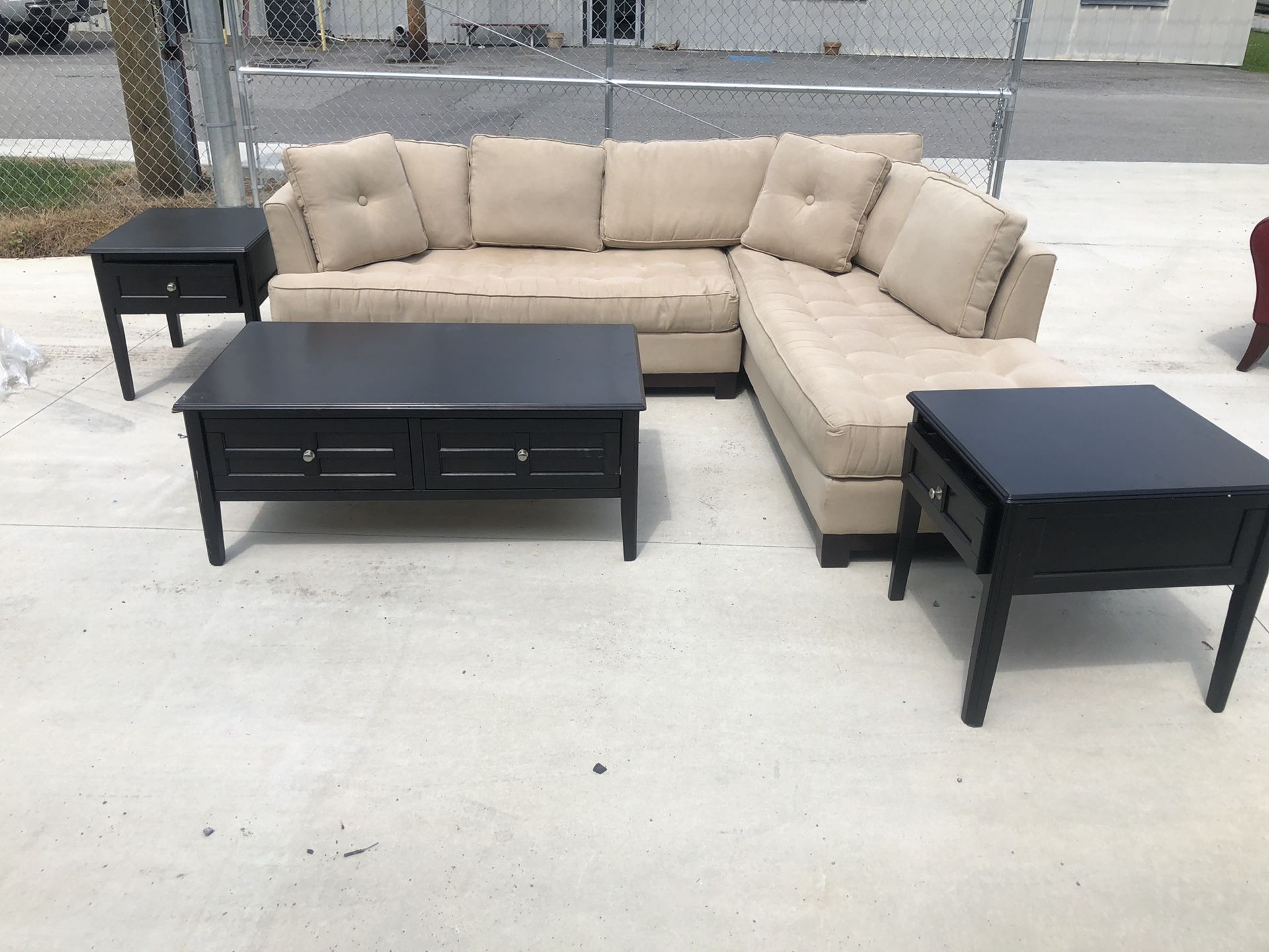 Sectional Couch with tables