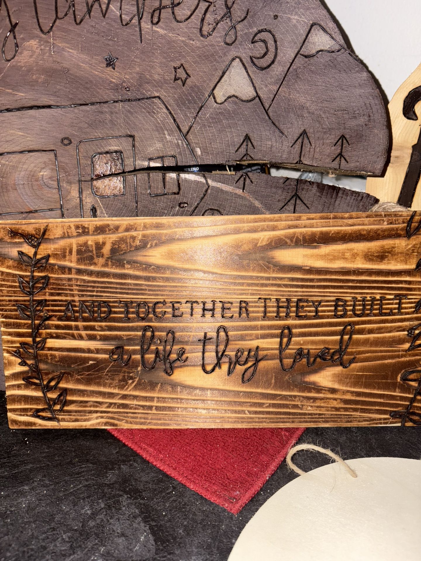 Handcrafted Wood Burnt Sign