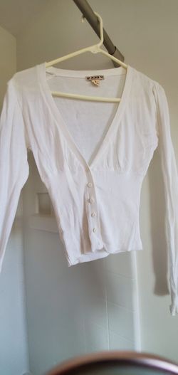 White cardigan sweater