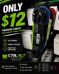 ⚡ PREMIUM FAST CHARGING CABLES ⚡
Only $12 😱🔥