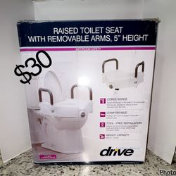 Drive Medical RTL12027RA 2-in-1 Raised Toilet Seat with Removable Padded Arms,