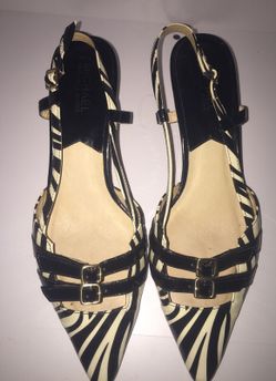 Michael kors zebra print size 9.5 sling back kitten heel