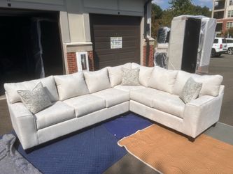 BRAND NEW Bora Feather Textured Beige 2PC RAF Sectionals!