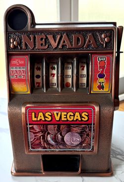Las Vegas/Nevada Metal Mechanical Slot Machine/Coin Bank-Vintage!