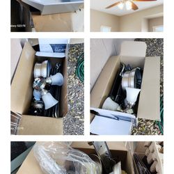 used 3 ceiling fans，4 ceiling lights，two bathroom lights，and range hood，all like new