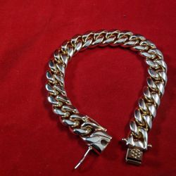 14k Plated 316L Stainless Steel 14k 12mm 8" Cuban Style Bracelet (More Info In Description)
