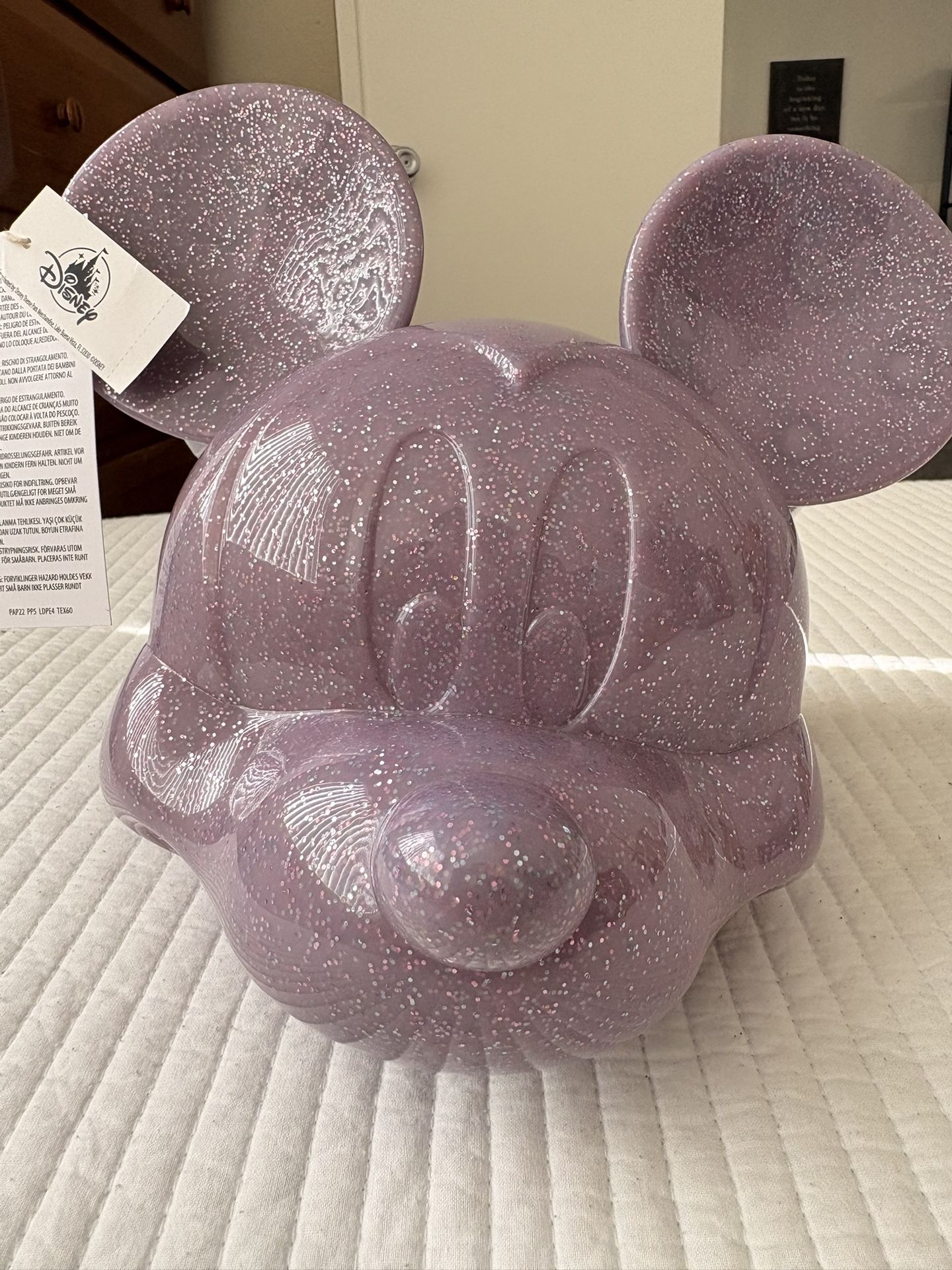 Loungefly Disney Parks Mickey Mouse 3D Molded Head Purple Glitter Crossbody Bag