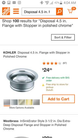 KOHLER  Disposal 4.5 in. Flange with Stopper in Polished Chrome