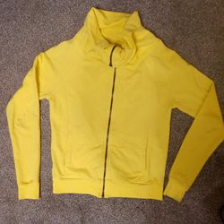 Women's Med Yellow Sweat jacket Zip Cowl Neck