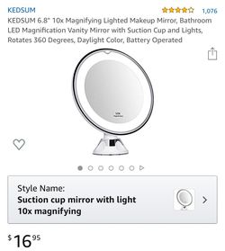 new 6.8" 10x Magnifying Lighted Makeup Mirror