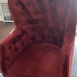 2 Red Tufted Arm Chairs 