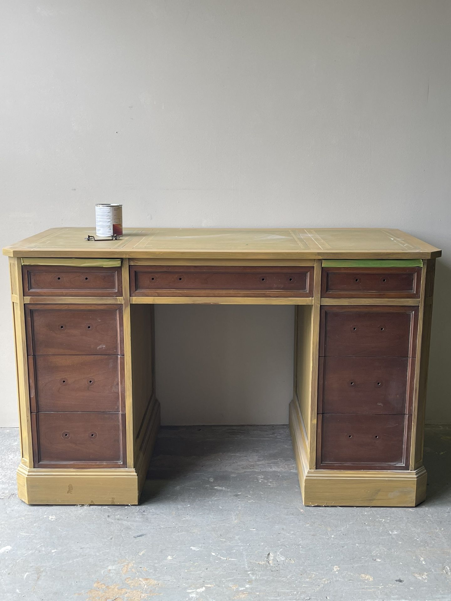 Vintage Project Desk With Hardware And Paint 