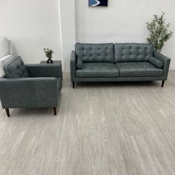 Harstine Leather Sofa And Chair Set