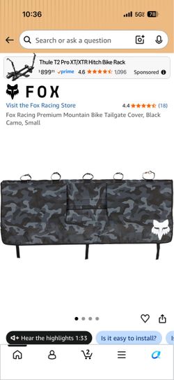 Fox Racing Mountain Bike Tailgate Cover Black Camo