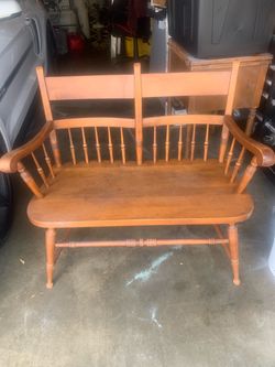 Vintage Wooden Windsor Settee Bench