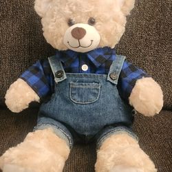 Build A Bear Denim Overalls Flannel 