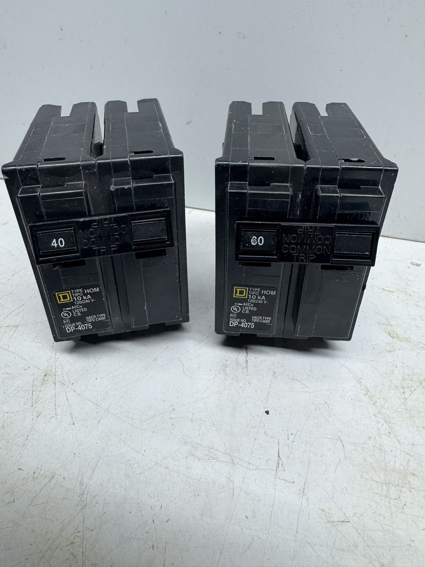 New SquareD 40A & 60A Circuit Breakers. $25 Takes Both. Must Pick Up