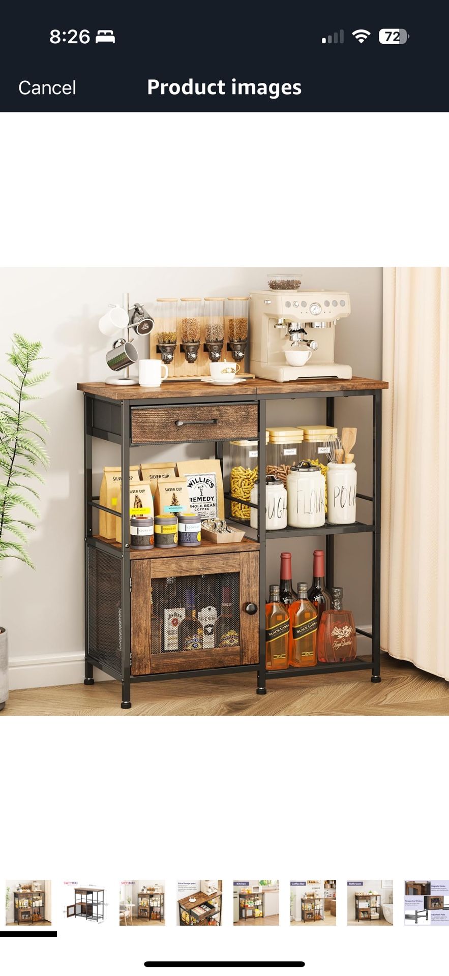 Coffee Bar Cabinet for Home - Farmhouse Coffee Stand Station Multi-Purpose Buffet Sideboard Cabinet with Drawers - Kitchen Bar Table for Livi