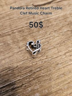 Pandora Retired Heart Treble Clef Music Charm