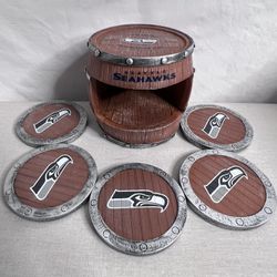 Seattle Seahawks Barrel Coaster Set