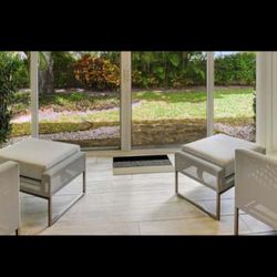 Crate And Barrel Patio Chairs And Footrest 