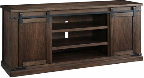 Rustic Farmhouse TV Stand with Sliding Barn Doors