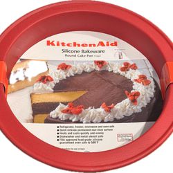 KITCHENAID RED SILICONE ROUND CAKE PAN 9 Inch New  