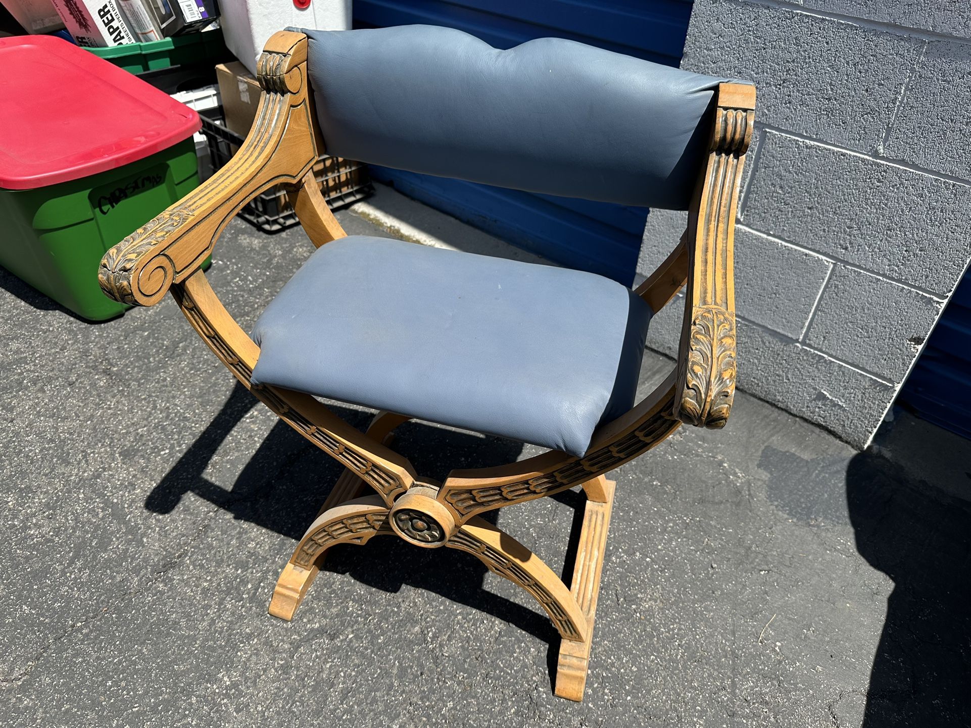 Unique Antique Leather Upholstered Chair