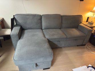 Pull Out Sleeper Sofa/Couch with Cup Holders, USB and Chaise Storage Space