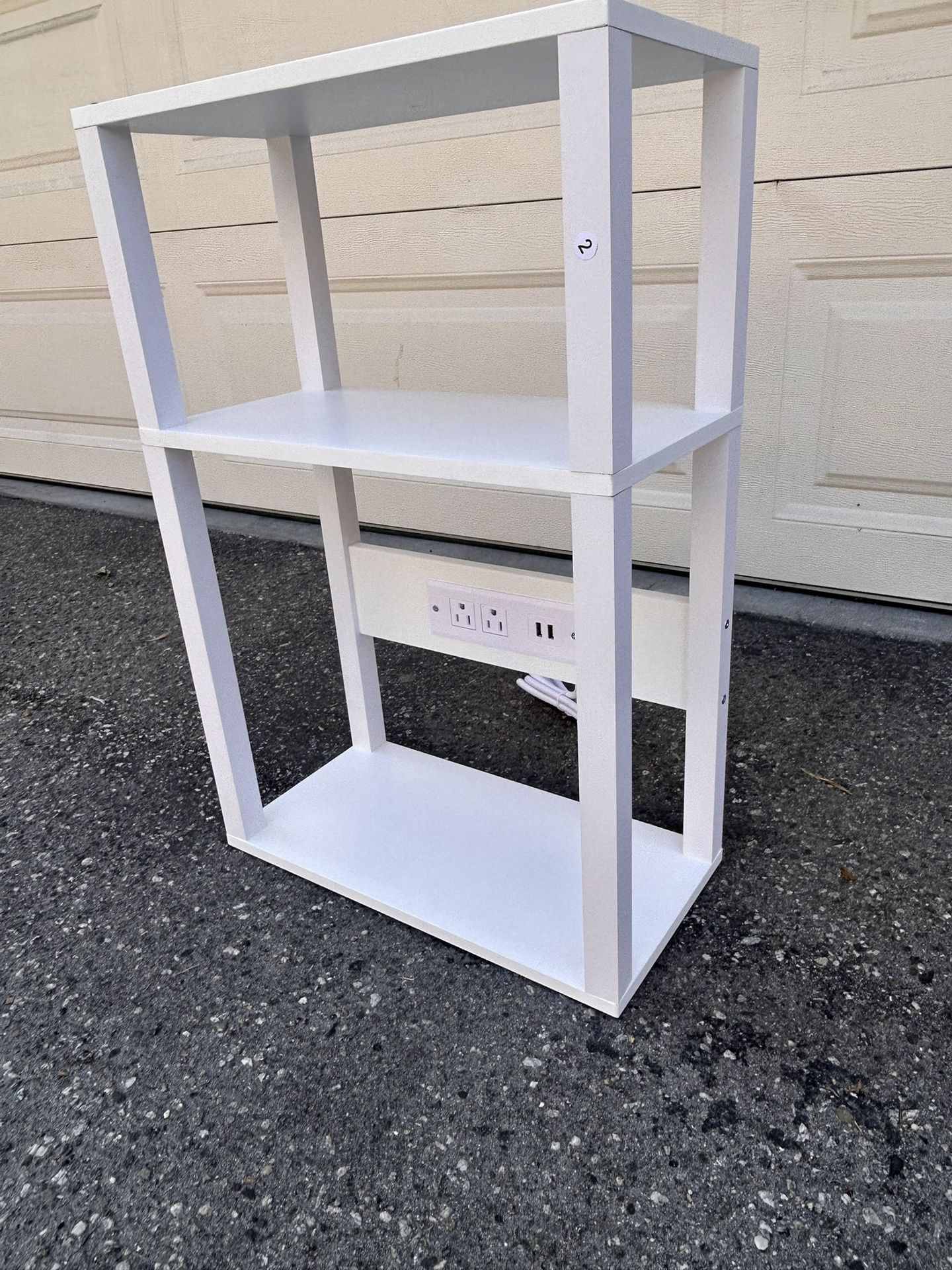 3-Tier Small Narrow Wood Side Table with Charging Station, Skinny Nightstand for Small Space, Slim Bedside Table with Storage for Couch, Thin End Tabl