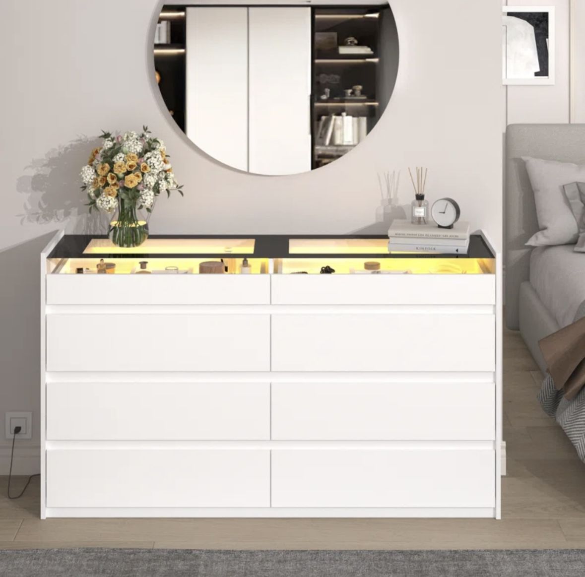 Office Desk Glass Top Drawers Drawer Dresser With Glass Top