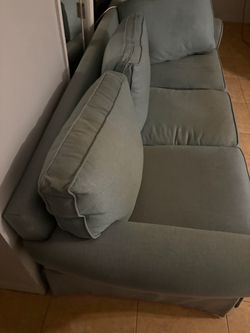 Light Blue-Gray Fabric Sofa with Cushions