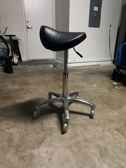 Saloniture Professional Ergonomic Saddle Stool, Black - Adjustable Hydraulic Seat, Rolling Spa Salon, Massage, and Medical Office Chair with Swivel Wh