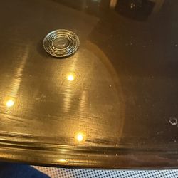 solid wood round table with glass top