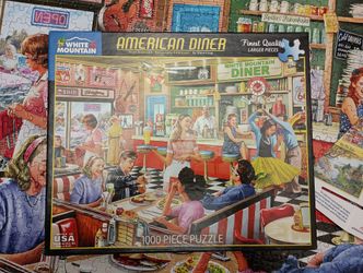 White Mountain American Diner 1000 Piece Puzzle With Box Stand
