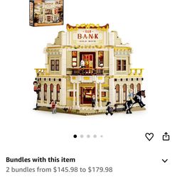 Western Bank Heist Lighting Building-Bricks Set - Wild West Outlaw Gold Heist 2875 Pcs Collection Display Set for West Lovers
