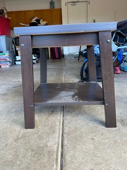 Dark Brown Wooden End Table with Bottom Shelf