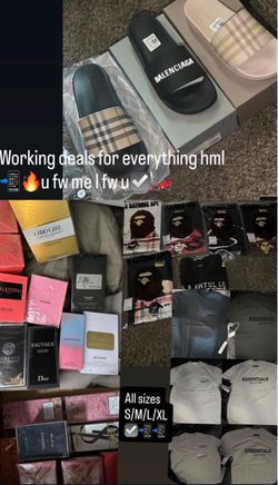 Slides, colognes, shirts