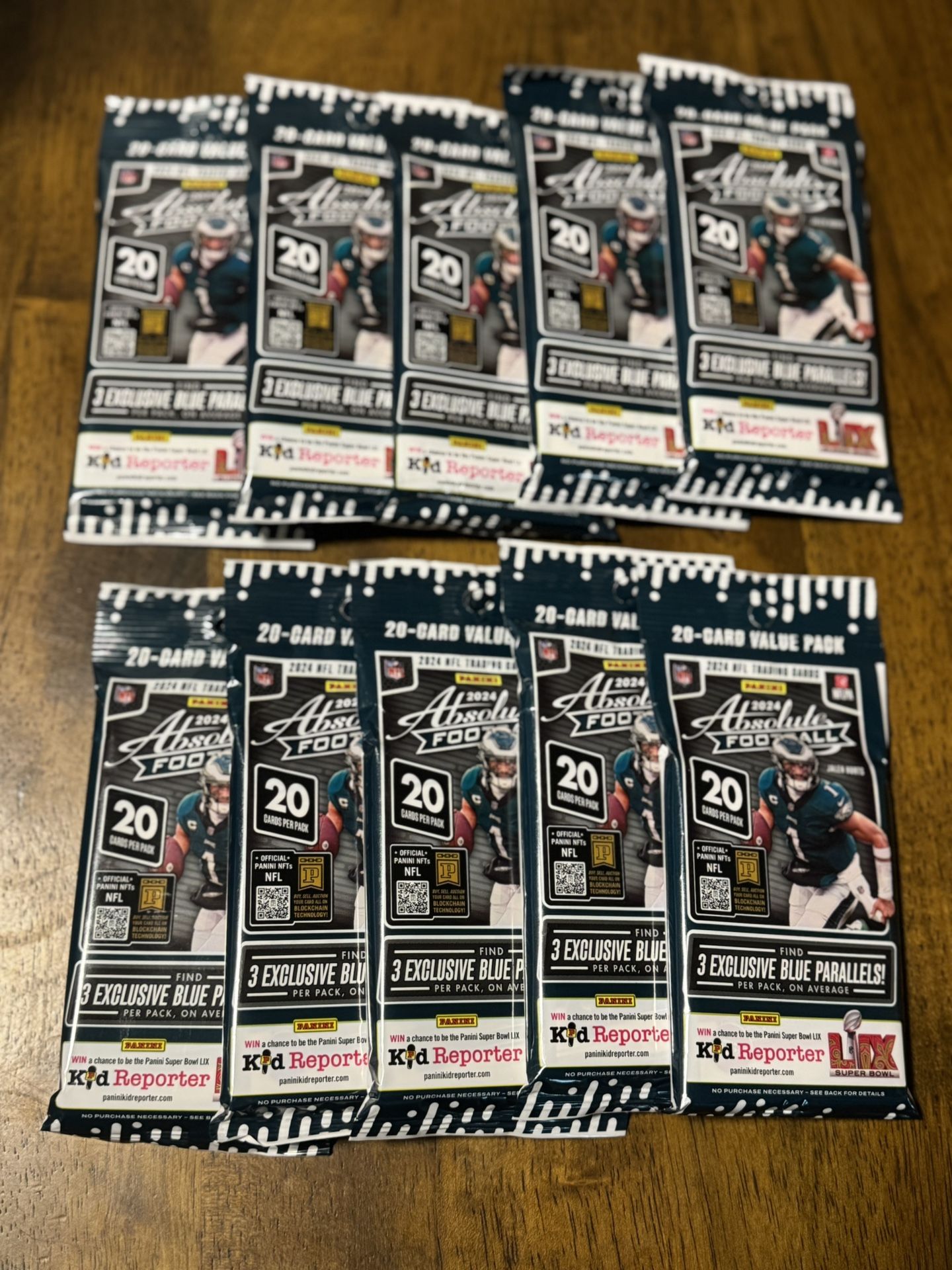 2024 Panini Absolute Football NFL 20-Card Value Pack Lot of 10 New Sealed 