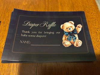 Teddy Bear Diaper Raffle Cards And Guessing Game Photo Cards 