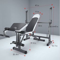 Weightlifting Bench, Squat Stand, Multifunctional, Adjustable