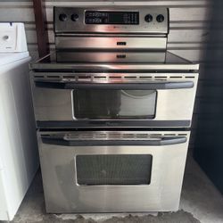Maytag Stainless Steel Flat Top Stove Double Oven Range