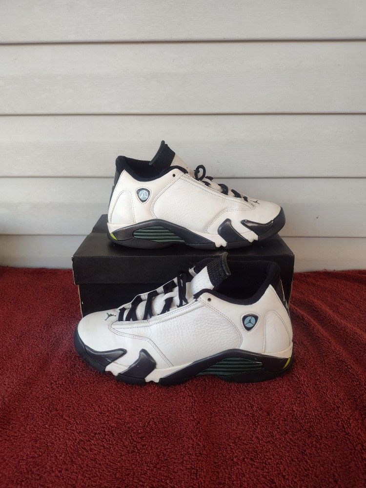 Air Jordan 14 Retro BG Oxidized Green Size 487524 106